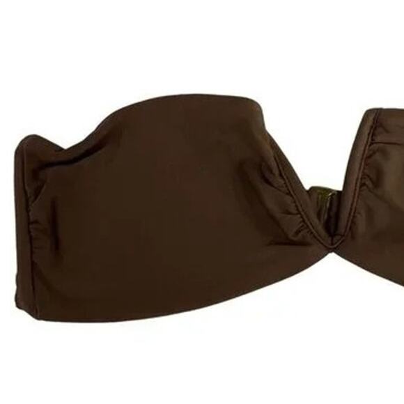 NWT Andie Swim The Scala Top Strapless Bandeau V Wire Bikini Top L Espresso - Picture 4 of 15